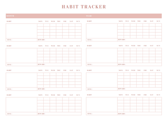 Digital Monthly Habit Tracker - A4